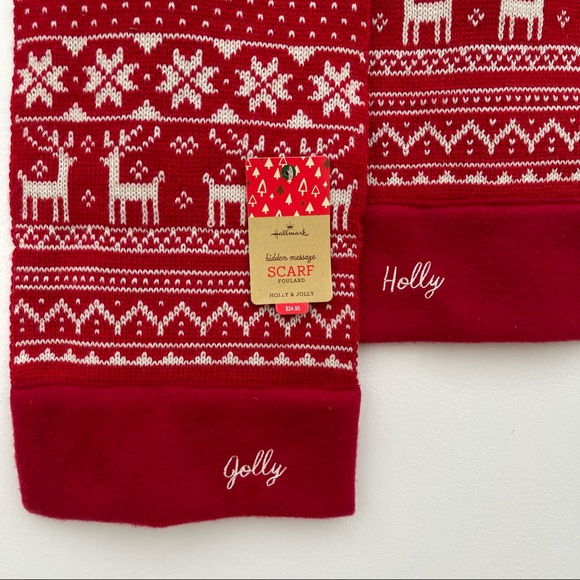 Hallmark Red Winter Scarf with White Patterns - Picture 7 of 8